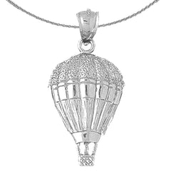 Sterling Silver Hot Air Balloon Pendant (Rhodium or Yellow Gold-plated)