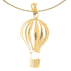 Sterling Silver Hot Air Balloon Pendant (Rhodium or Yellow Gold-plated)