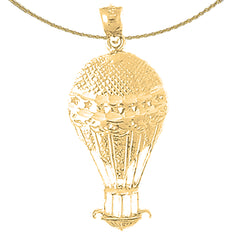 Sterling Silver Hot Air Balloon Pendant (Rhodium or Yellow Gold-plated)