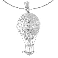 Sterling Silver Hot Air Balloon Pendant (Rhodium or Yellow Gold-plated)
