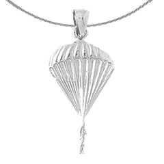 Fallschirmspringer-Anhänger aus Sterlingsilber (rhodiniert oder gelbgoldbeschichtet)