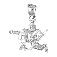 Sterling Silver 3D Hockey Goalie Pendant