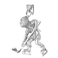 Sterling Silver 3D Hockey Player Pendant
