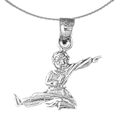 Sterling Silver Martial Arts Karate Pendant (Rhodium or Yellow Gold-plated)