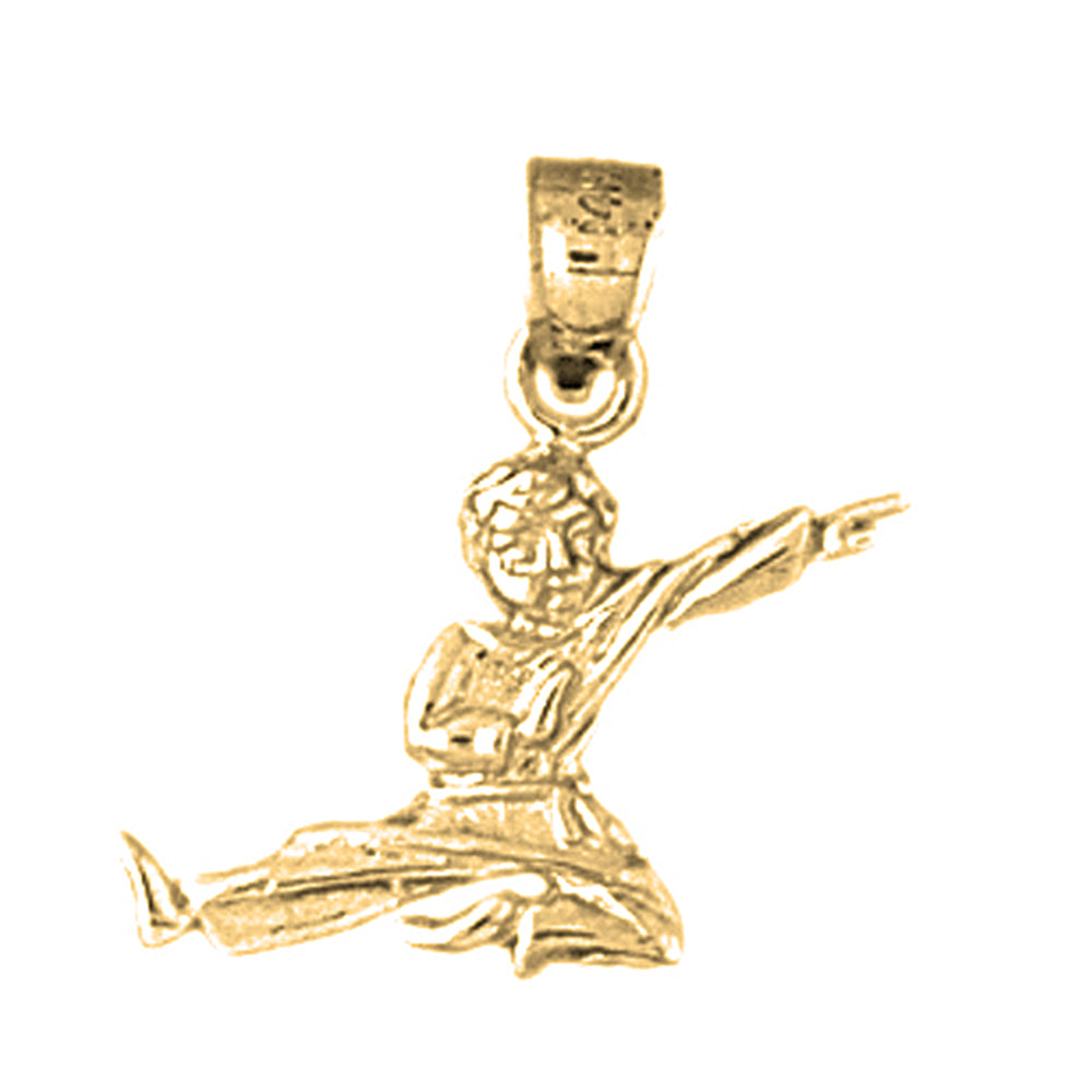 Yellow Gold-plated Silver Martial Arts Karate Pendant