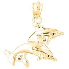 Yellow Gold-plated Silver Dolphin Pendant