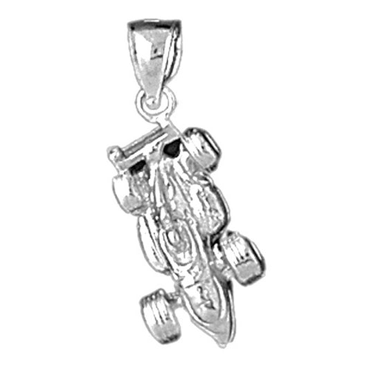 Sterling Silver Race Car Pendant