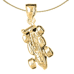 Sterling Silver Race Car Pendant (Rhodium or Yellow Gold-plated)