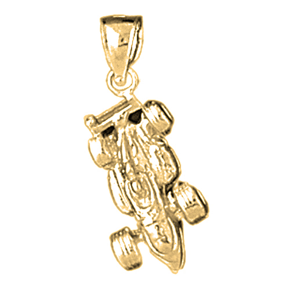 Yellow Gold-plated Silver Race Car Pendant