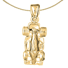 Sterling Silver Race Car Pendant (Rhodium or Yellow Gold-plated)