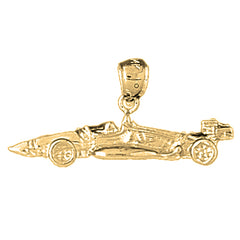 Yellow Gold-plated Silver Race Car Pendant