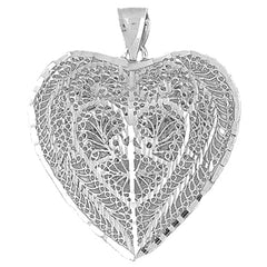 Sterling Silver 3D Filigree Heart Pendant