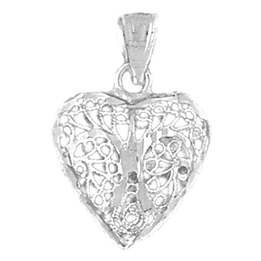 Sterling Silver 3D Filigree Heart Pendant