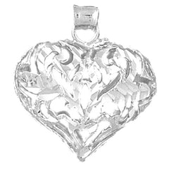 Sterling Silver 3D Filigree Heart Pendant