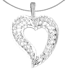 Sterling Silver Heart Pendant (Rhodium or Yellow Gold-plated)