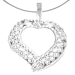 Sterling Silver Heart Pendant (Rhodium or Yellow Gold-plated)