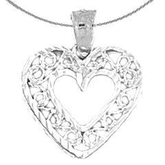 Sterling Silver Heart Pendant (Rhodium or Yellow Gold-plated)