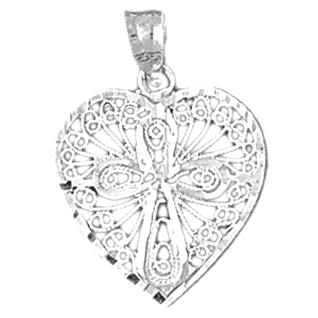 Sterling Silver Heart With Cross Pendant