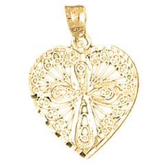 Yellow Gold-plated Silver Heart With Cross Pendant