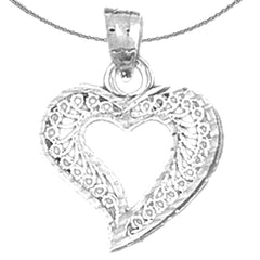 Sterling Silver Heart Pendant (Rhodium or Yellow Gold-plated)