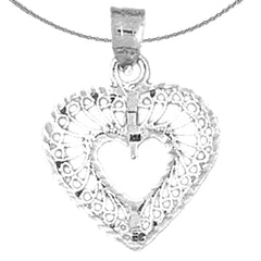 Sterling Silver Heart Pendant (Rhodium or Yellow Gold-plated)