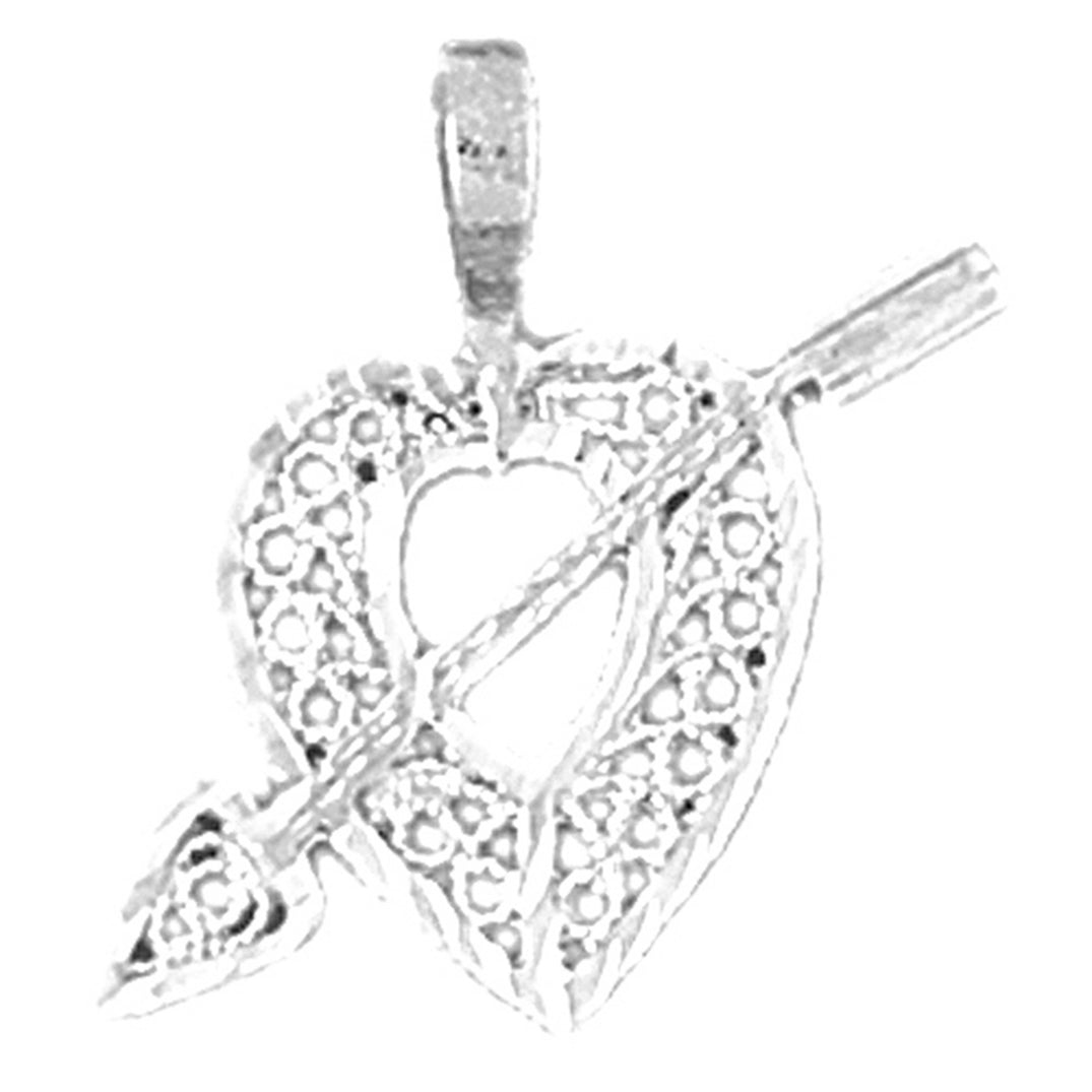 Sterling Silver Heart With Arrow Pendant