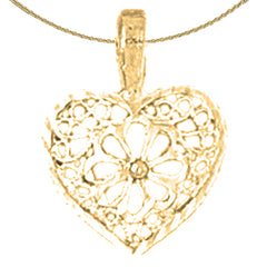 Sterling Silver Heart Pendant (Rhodium or Yellow Gold-plated)