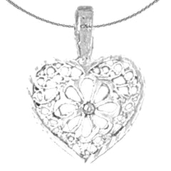 Sterling Silver Heart Pendant (Rhodium or Yellow Gold-plated)