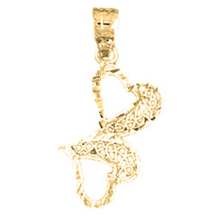 Yellow Gold-plated Silver Hearts Pendant