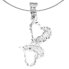 Sterling Silver Hearts Pendant (Rhodium or Yellow Gold-plated)