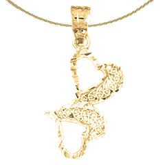 Sterling Silver Hearts Pendant (Rhodium or Yellow Gold-plated)