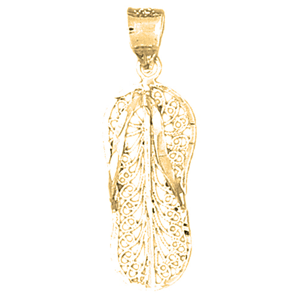 Yellow Gold-plated Silver Flip Flop Pendant