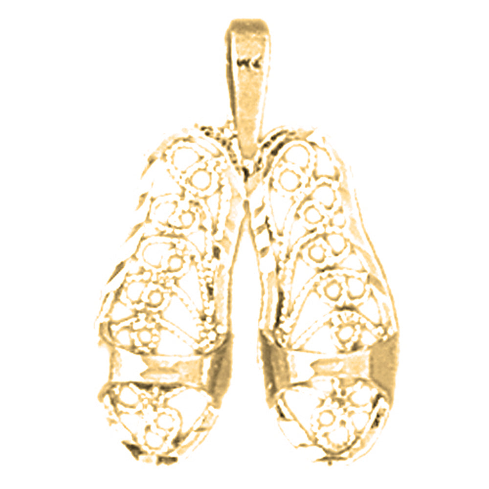 Yellow Gold-plated Silver Flip Flops Pendant