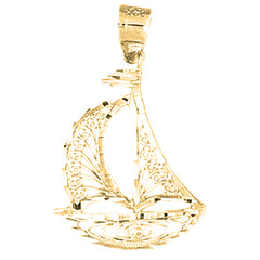 Yellow Gold-plated Silver Sail Boat Pendant