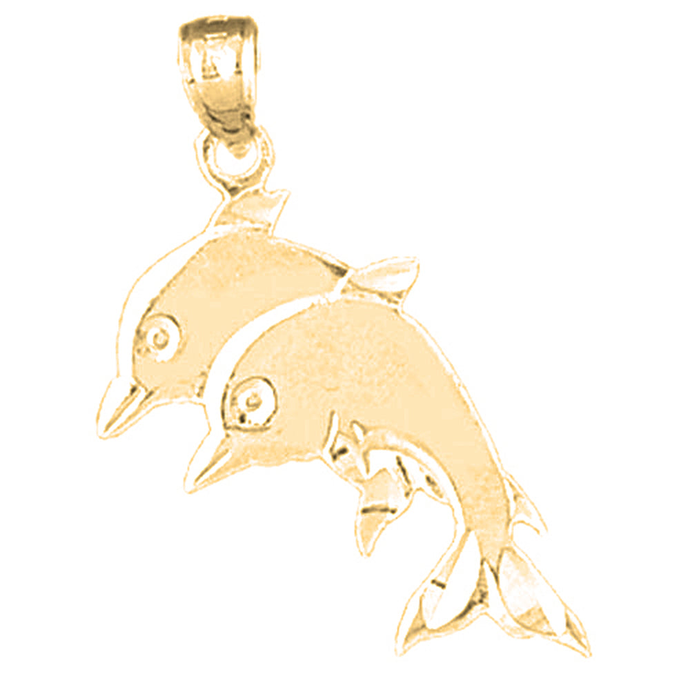 Yellow Gold-plated Silver Dolphin Pendant