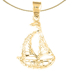 Colgante de velero de plata de ley (bañado en rodio o oro amarillo)