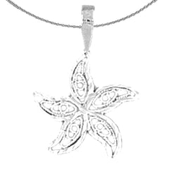 Colgante de estrella de mar de plata de ley (bañado en rodio o oro amarillo)