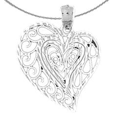 Sterling Silver Heart Pendant (Rhodium or Yellow Gold-plated)