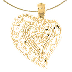 Sterling Silver Heart Pendant (Rhodium or Yellow Gold-plated)
