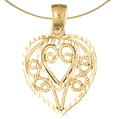 Sterling Silver Heart Pendant (Rhodium or Yellow Gold-plated)