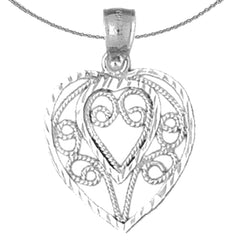 Sterling Silver Heart Pendant (Rhodium or Yellow Gold-plated)