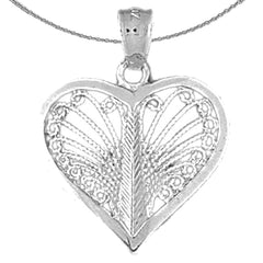 Sterling Silver Heart Pendant (Rhodium or Yellow Gold-plated)