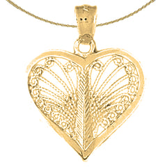 Sterling Silver Heart Pendant (Rhodium or Yellow Gold-plated)