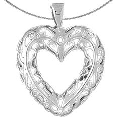 Sterling Silver Heart Pendant (Rhodium or Yellow Gold-plated)