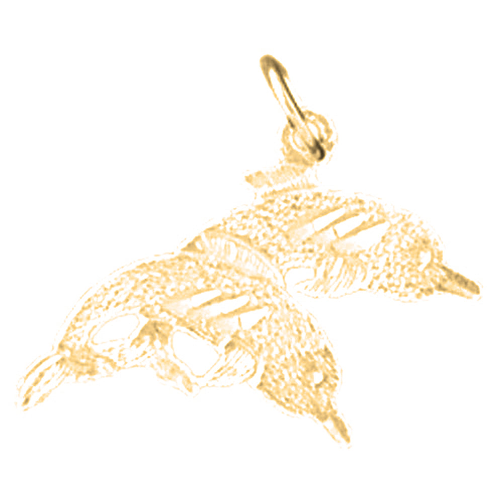 Yellow Gold-plated Silver Dolphin Pendant