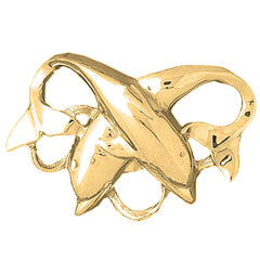 Yellow Gold-plated Silver Dolphins Pendant