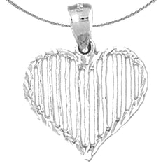 Sterling Silver Heart Pendant (Rhodium or Yellow Gold-plated)
