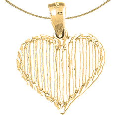 Sterling Silver Heart Pendant (Rhodium or Yellow Gold-plated)