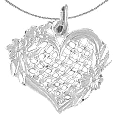 Sterling Silver Heart Pendant (Rhodium or Yellow Gold-plated)