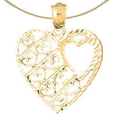 Sterling Silver Heart Pendant (Rhodium or Yellow Gold-plated)